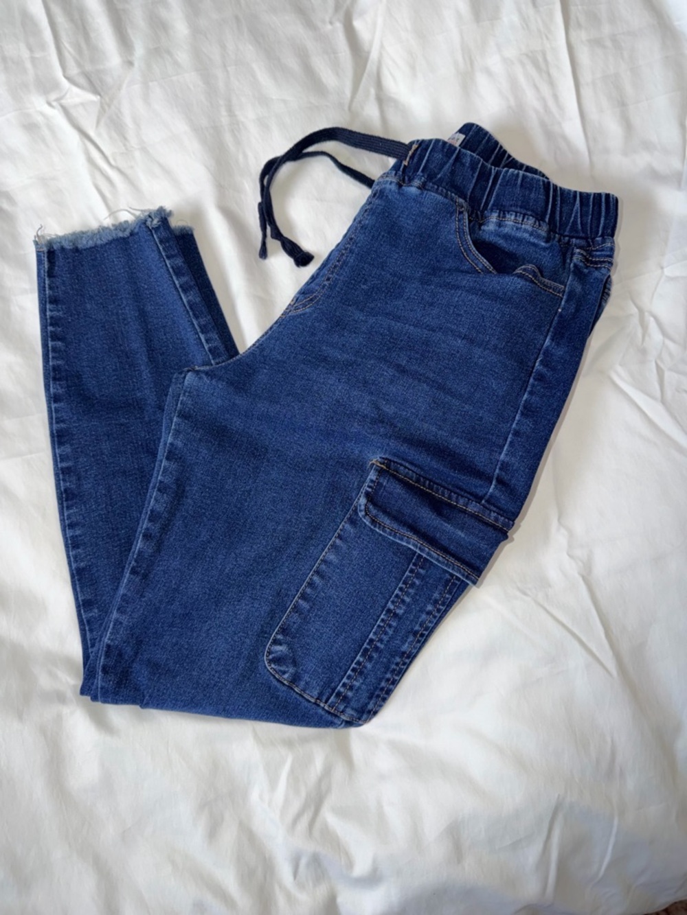 YMI Dark Blue Denim  Cargo Jeans Size Large               #40